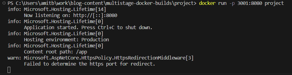 Docker image build output