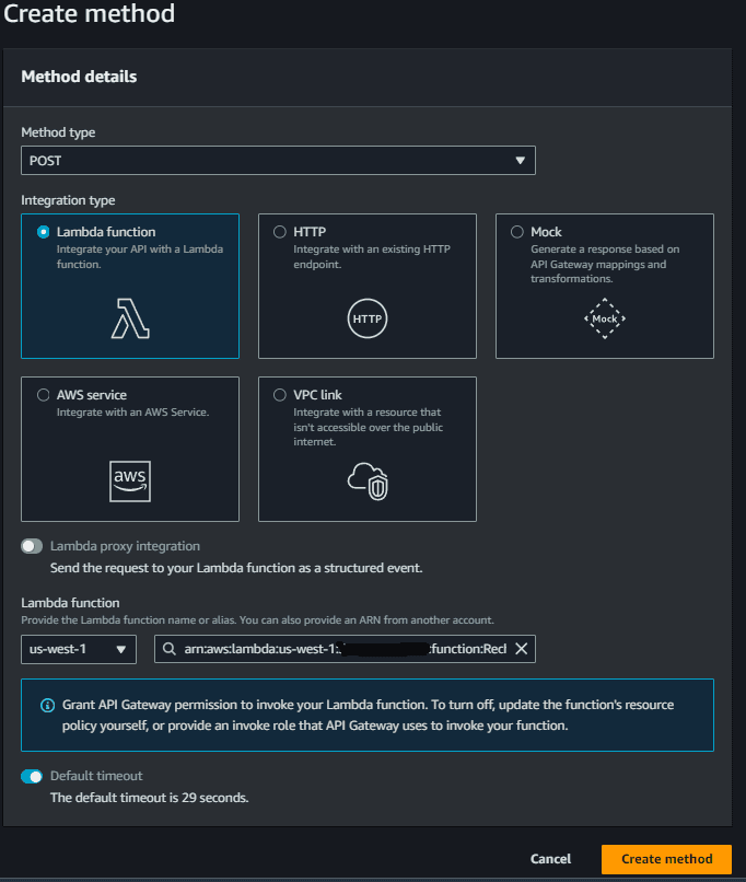 api gateway method config