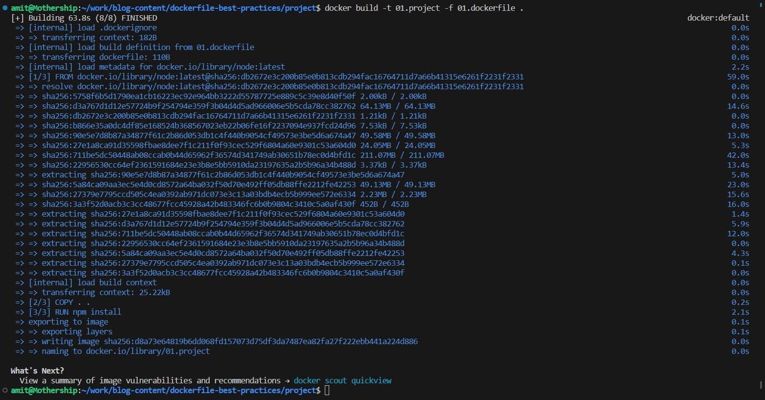 Docker image build output