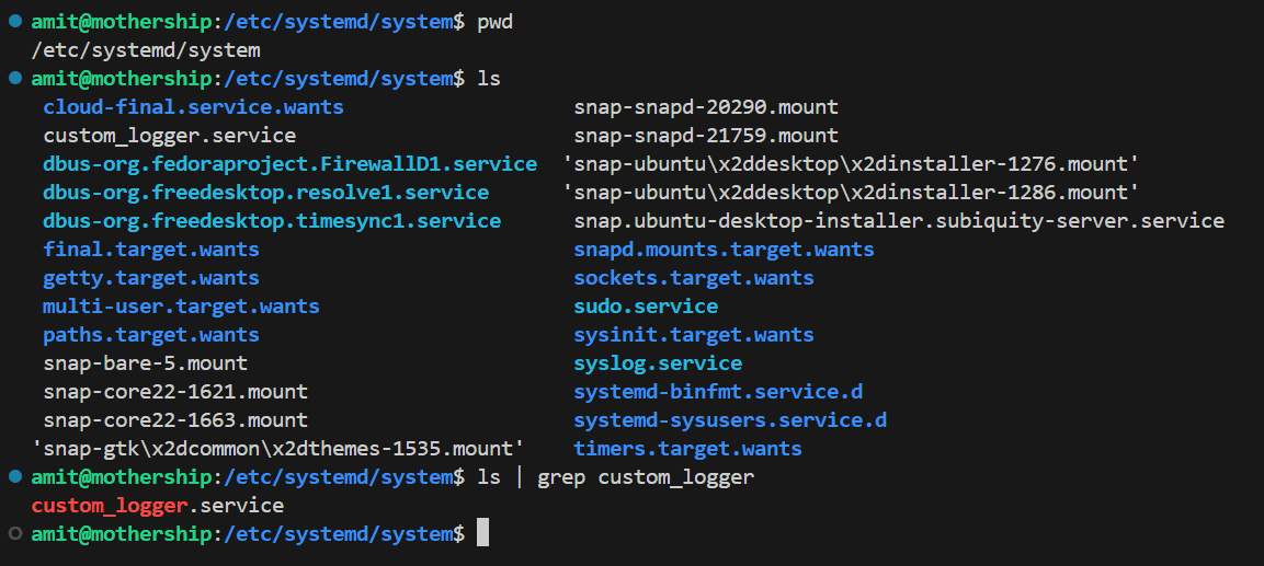 service file created